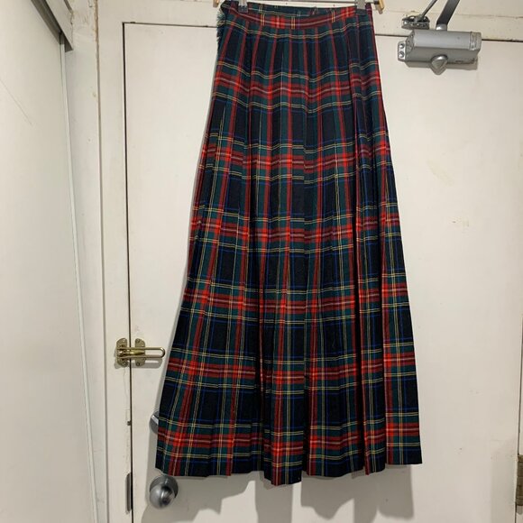 VINTAGE ALJEANS MAXI WOOL PLAID PLEATED KILT SKIRTS SIZE 8 - Picture 3 of 16
